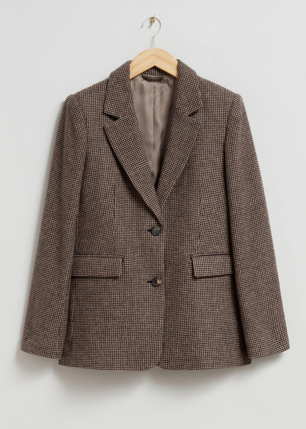 & Other Stories Fitted Checked Blazer Dusty Brown Checked