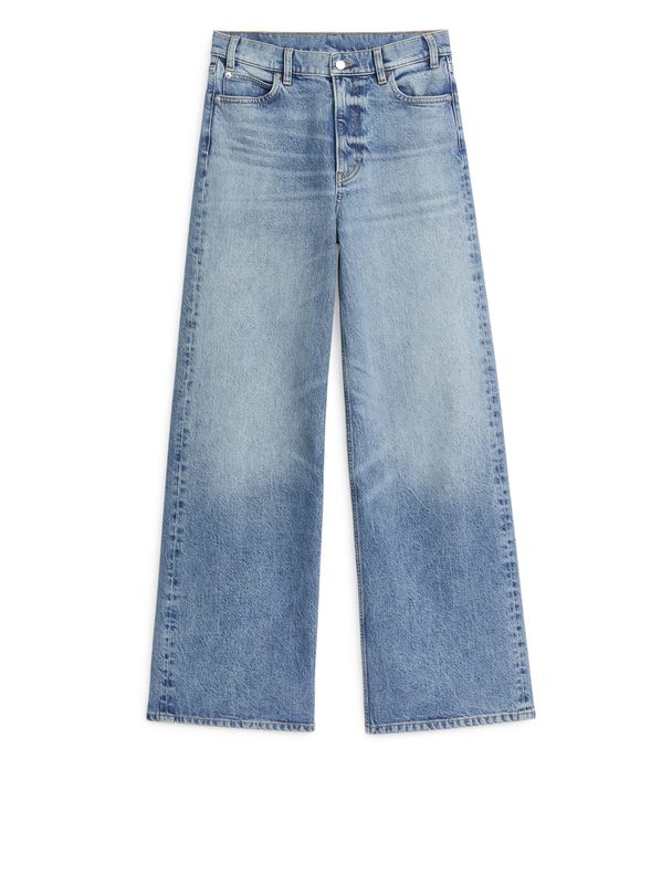 ARKET Maple Højtaljede Wide Jeans Med Stretch Forvasket Blå