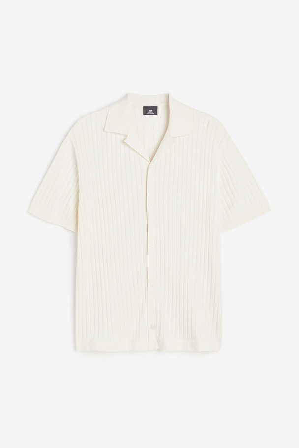 H&M Ribgebreid Casual Overhemd - Regular Fit Roomwit