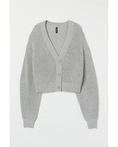 Rib-knit Cardigan Light Grey