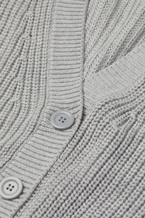 H&M Rib-knit Cardigan Light Grey