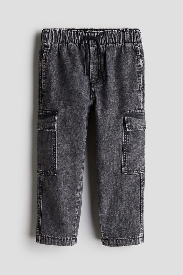 H&M Denim Cargo Trousers Washed Black
