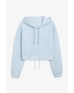Cropped Hoodie With Cut Out Back Light Blue