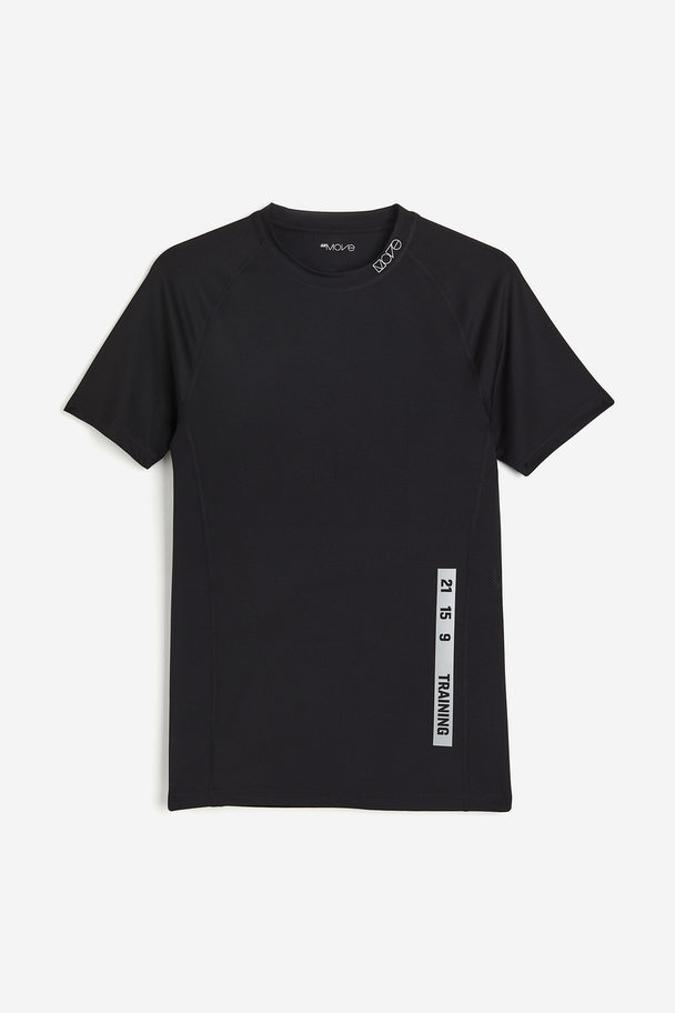H&M DryMove™ Sport-T-Shirt in Muscle Fit Schwarz/Training