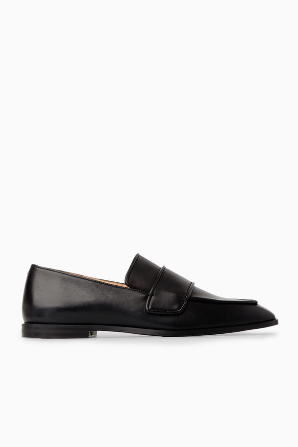 COS Square-toe Leather Loafers Black