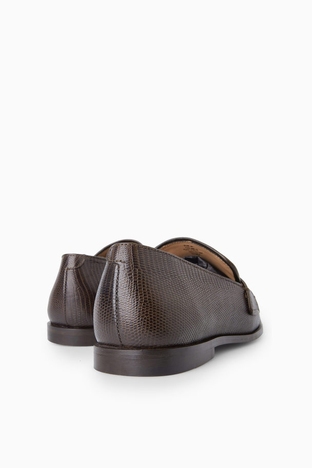 COS Square-toe Leather Loafers Brown