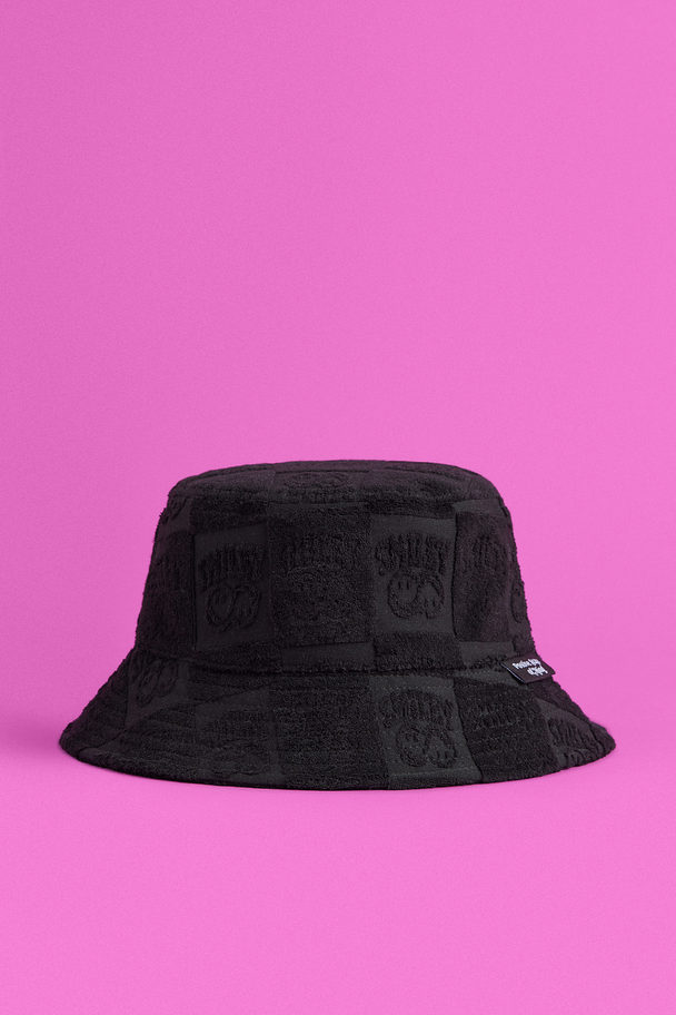 H&M Terry Bucket Hat Black/smiley®