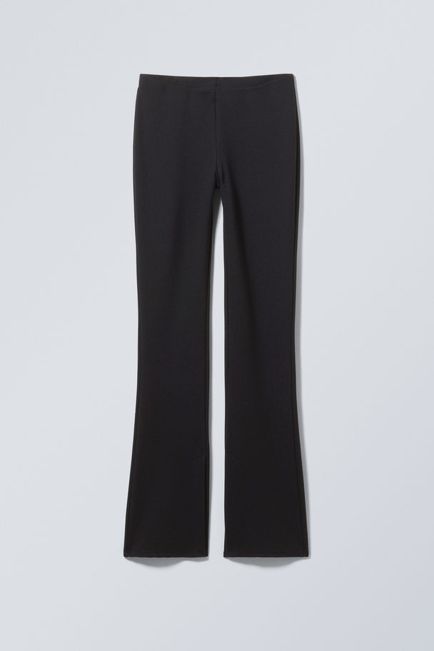 Weekday Philo Flared Jersey Trousers Black