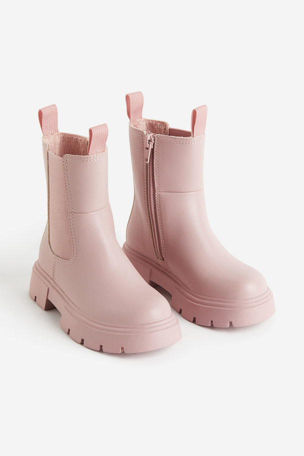 H&M Chunky Chelseaboots Lichtroze