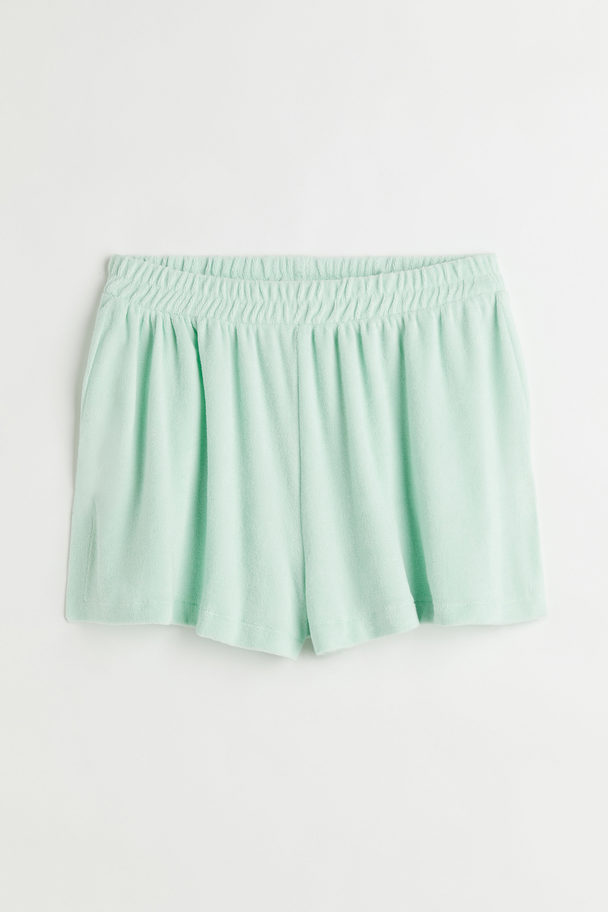 H&M Terry Shorts Light Mint Green