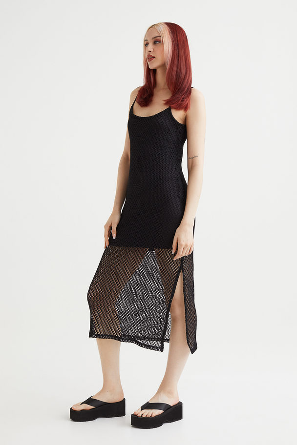 H&M Crochet-look Sleeveless Dress Black