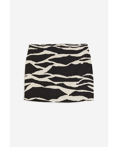 Linen-blend Mini Skirt Black/zebra Print