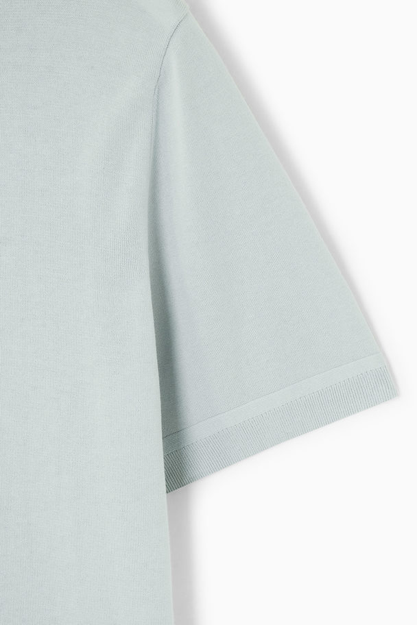 COS Lightweight Knitted T-shirt Light Blue