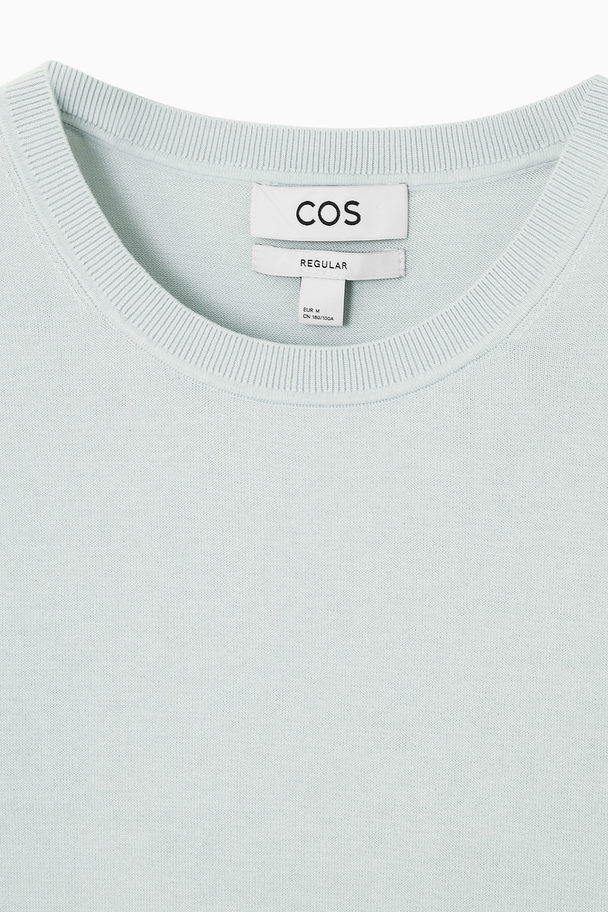 COS Lightweight Knitted T-shirt Light Blue