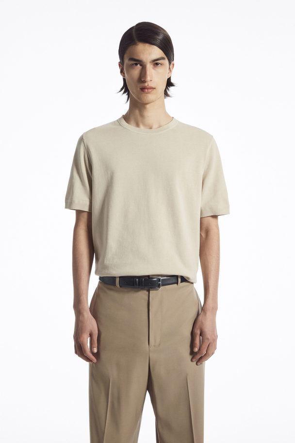 COS Lightweight Knitted T-shirt Sandy Beige