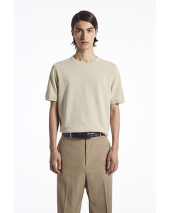 Stickad Lätt T-shirt Sandbeige