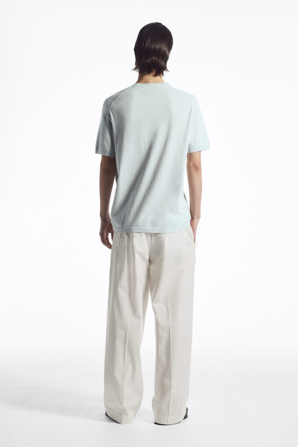 COS Lightweight Knitted T-shirt Light Blue