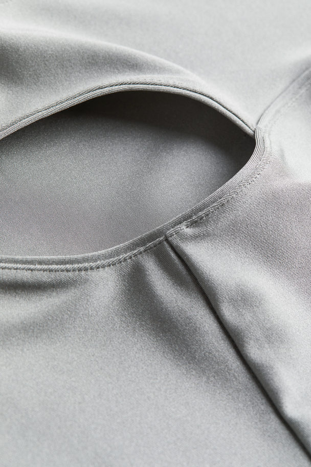 H&M Drymove™ Cropped Cut-out Sports Top Silver-coloured