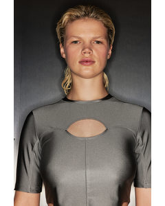 Drymove™ Cropped Cut-out Sports Top Silver-coloured