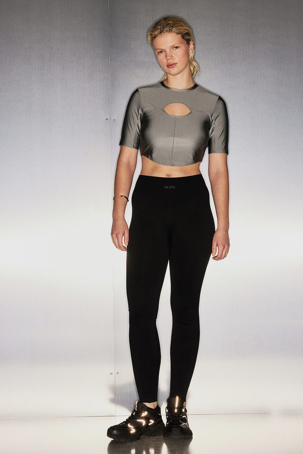 H&M Drymove™ Cropped Cut Out-sportstop Sølv
