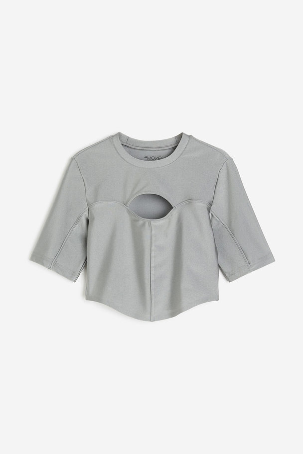 H&M Drymove™ Cropped Cut-out Sports Top Silver-coloured