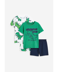 2-pack Pyjamas Med Trykk Grønn/roarsome Dino
