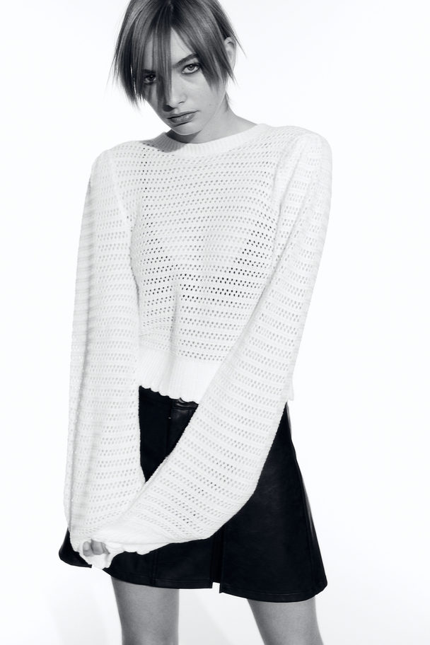H&M Hole-knit Open-backed Jumper White