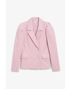Double-breasted Corduroy Blazer Light Pink