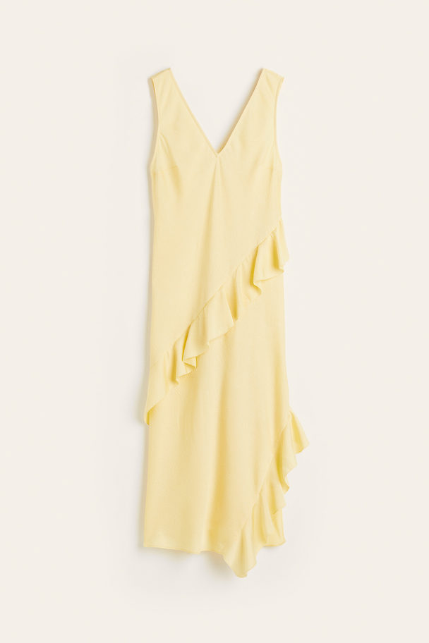 H&M Flounce-trimmed Dress Light Yellow