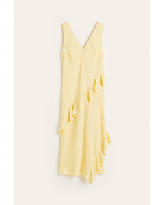Flounce-trimmed Dress Light Yellow
