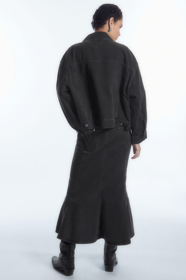 COS Panelled Flared Denim Skirt Black