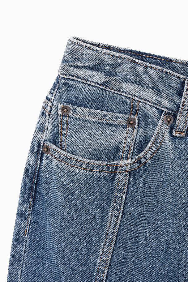COS Panelled Flared Denim Skirt Faded Blue