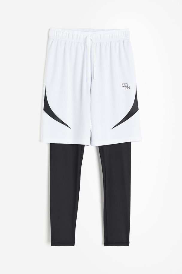H&M Sports Tights With Shorts White/black