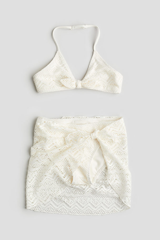 H&M 3-piece Bikini And Skirt Set White