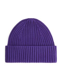 Rib Knit Beanie Dark Purple
