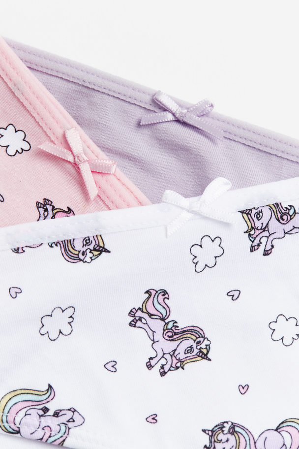 H&M 5-pack Cotton Briefs Light Pink/unicorns
