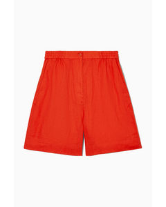 Elasticated Linen Shorts Orange