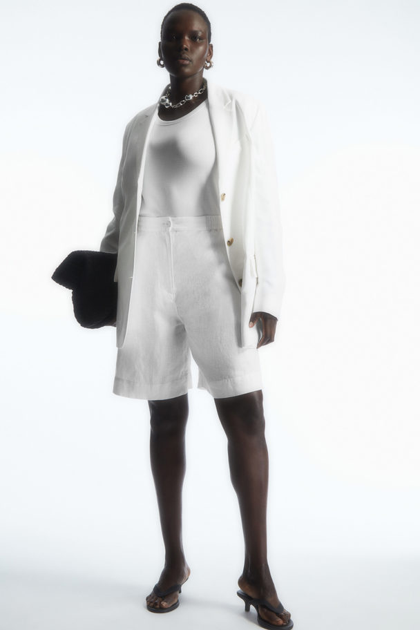 COS Elasticated Linen Shorts White