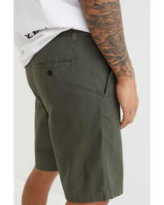 Regular Fit Cotton Chino Shorts Dark Khaki Green