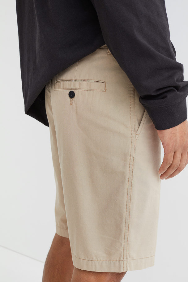 H&M Regular Fit Cotton Chino Shorts Light Beige