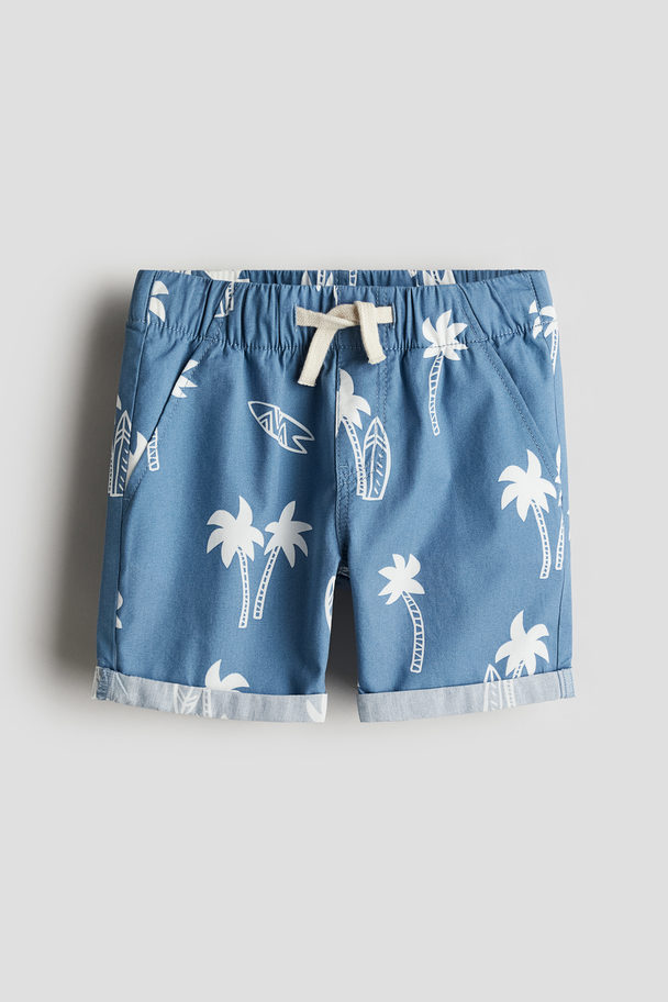 H&M Katoenen Short Blauw/palmbomen