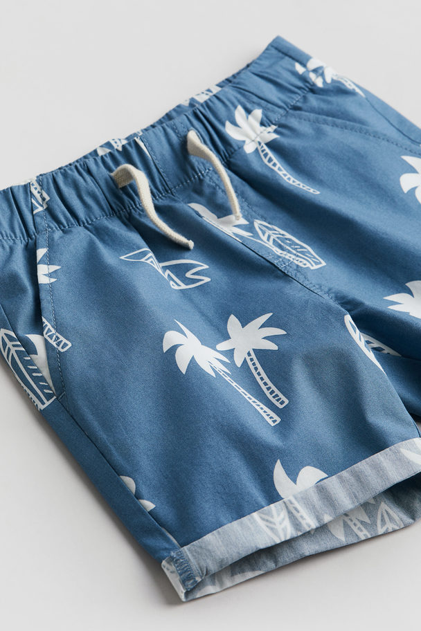 H&M Baumwollshorts Blau/Palmen