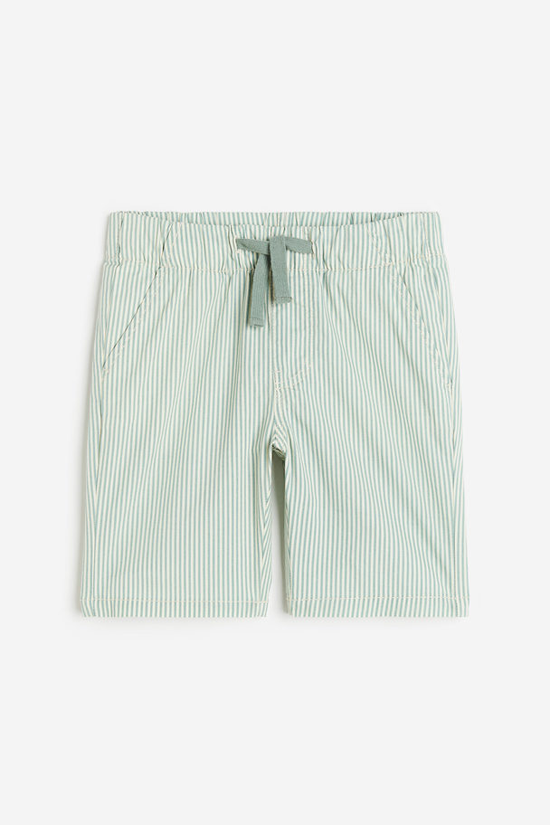 H&M Katoenen Short Saliegroen/gestreept