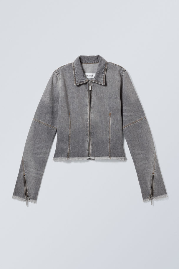 Weekday Ontario Denim Zip Jacket Eleven Grey