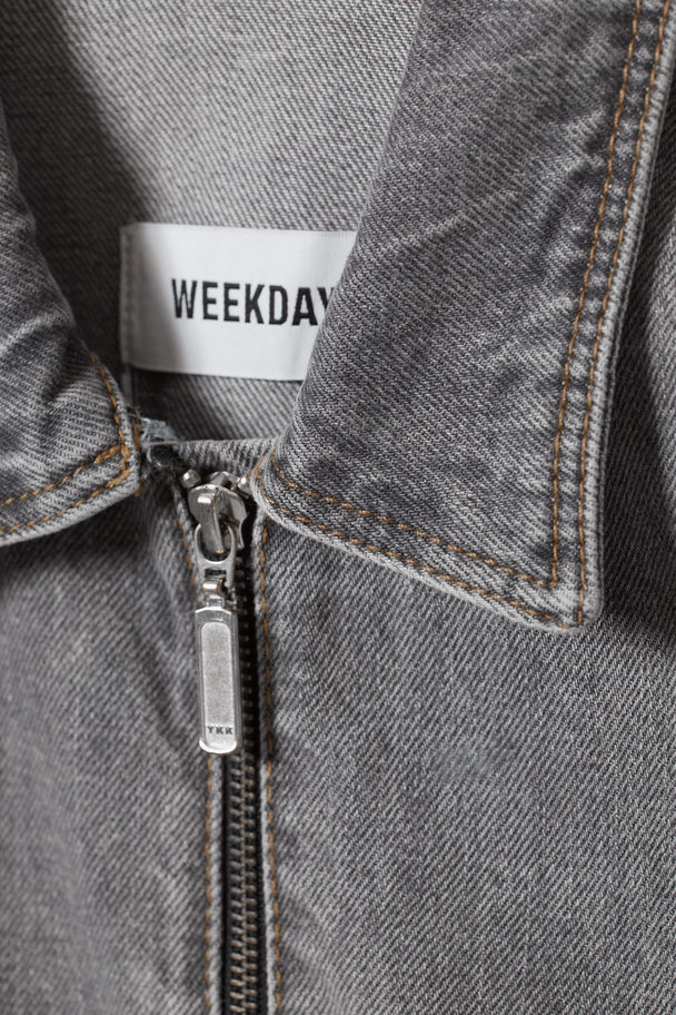 Weekday Ontario Denim Jack Met Rits Eleven Grey