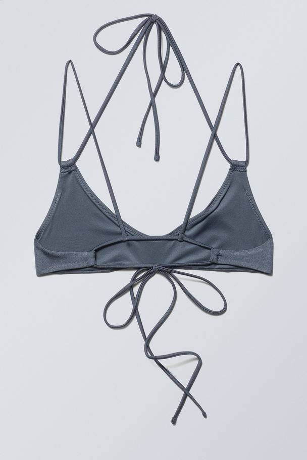 Weekday Bikinitopje Met Smalle Bandjes Blauw Met Glans