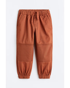 Loose Fit Cotton Twill Joggers Brown