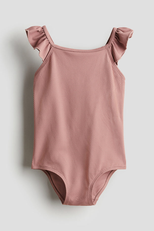 H&M Badpak Met Volants Donker Dusty Roze