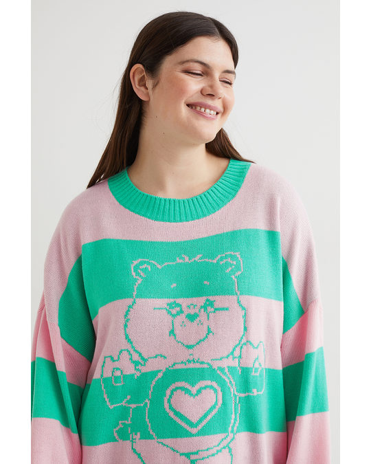 H&M H&m+ Jacquard-knit Jumper Green/care Bears