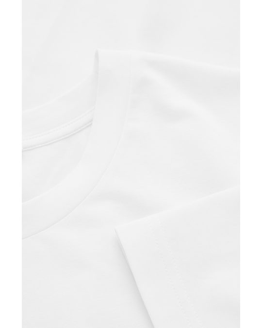 COS Pleated Long T-shirt Dress White